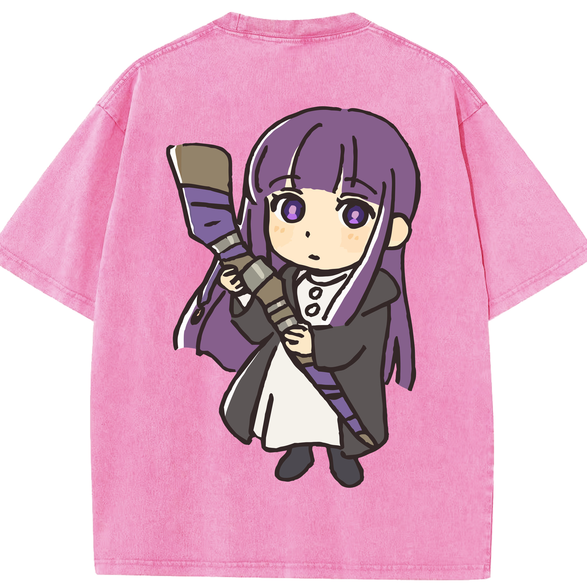 （画像用） 葬送のフリーレン Frieren 綿100% ヴィンテージ風 半袖Tシャツ（背面プリント）